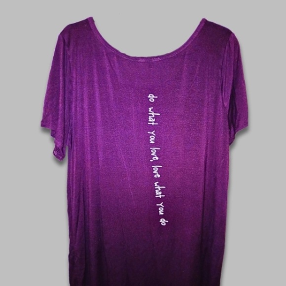 French Pastry Graphic Tee Scoop Neck Heart Back Quote Stretch Purple Women’s 3X - Picture 2 of 4